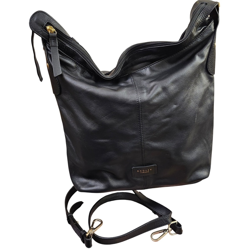 Radley London Southwark Park Black Leather Hobo‎ Shoulder Bag  Scottie Charm